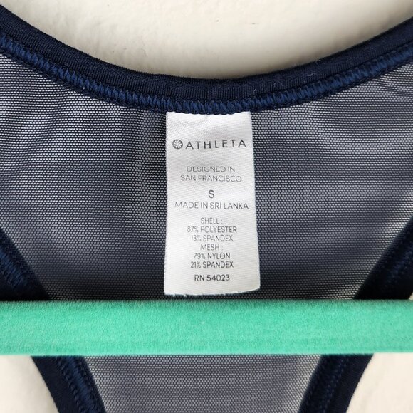 Athleta Navy Blue Mesh Chi Seamless Athletic Tank Top sz S - Picture 6 of 8